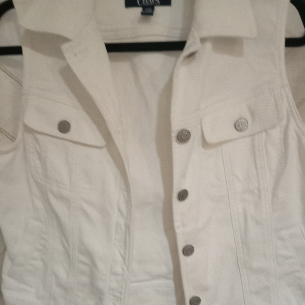 Chaps White Denim Vest - Womens sz M
